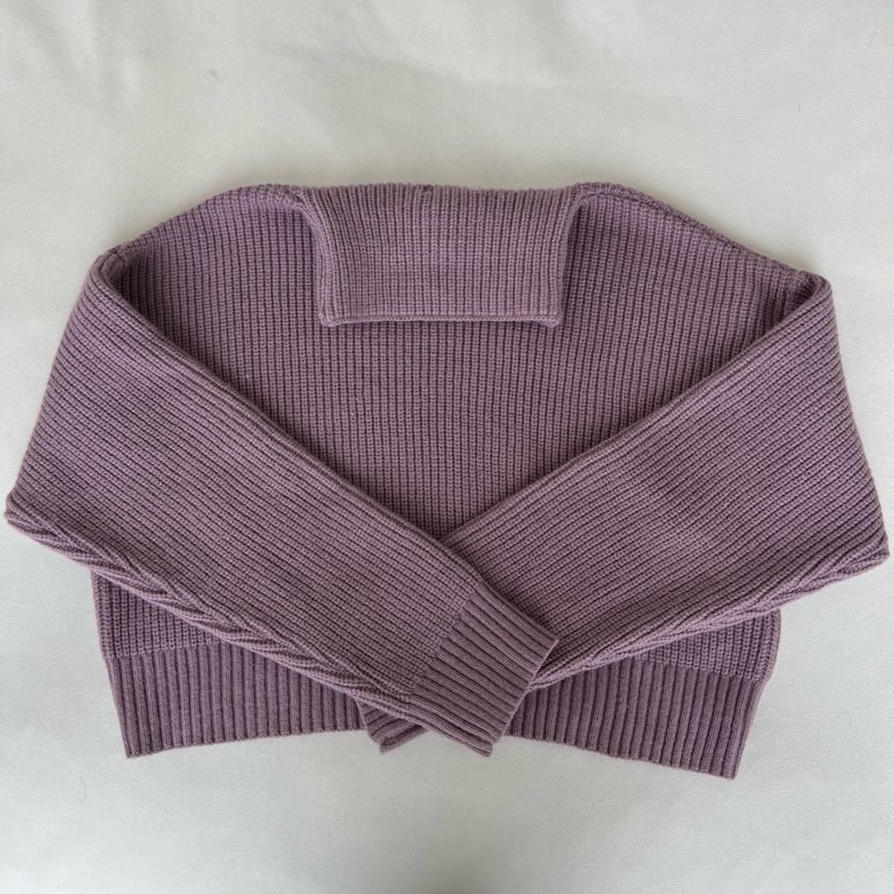 Purple Slight Cropped Knit Sweat with Mockneck from Bohme